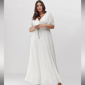 ASOS EDITION Curve flutter sleeve sequin maxi wedding dress
